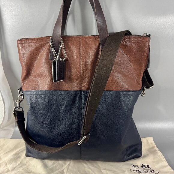 Authentic Coach 70891 Bi-color Leather Thompson Foldover-Tote Bag - Picture 1 of 16
